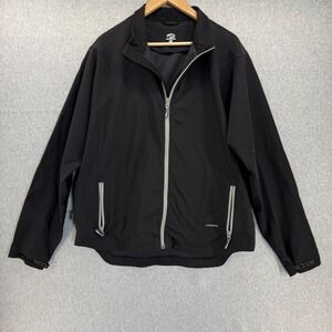 Brooks Running Mens‎ Size XL Black Full Zip Jacket Athletic Soft Shell Gray Trim